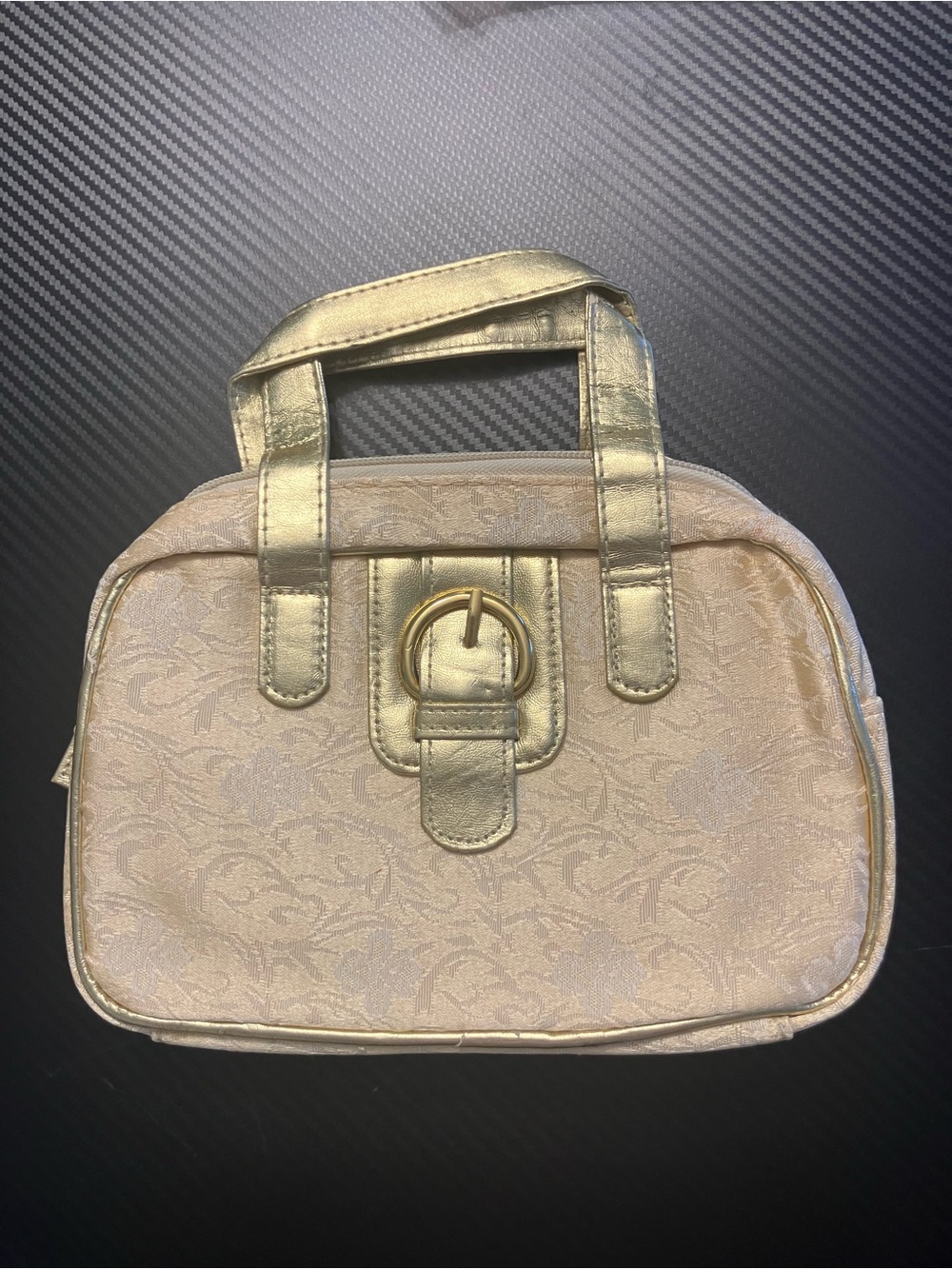 Gold Metallic Accent Cream Jacquard Women's Handbag